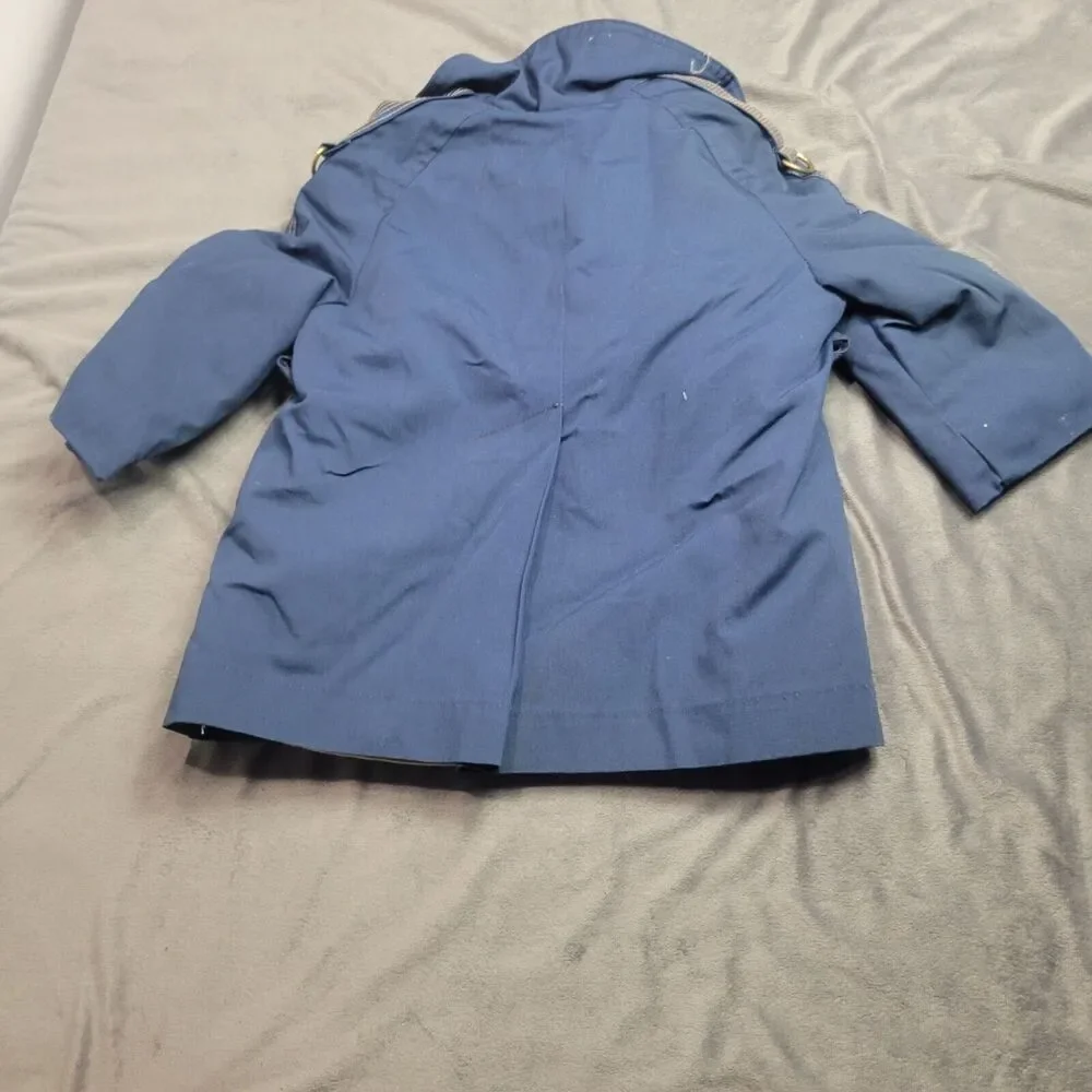 Vintage Navy Blue Kids Peacoat With Faux Fur Lining By Cute Togs Double-Breasted